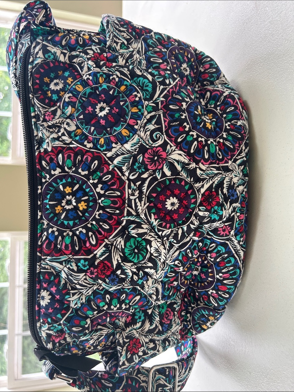 Vera Bradley Navy Quilted Crossbody with Multi-Color Medallions
